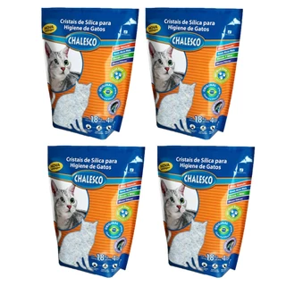 Kit 4 Areias Higiênicas Chalesco Cristais de Sílica Gatos 1,8kg em Oferta na Shopee