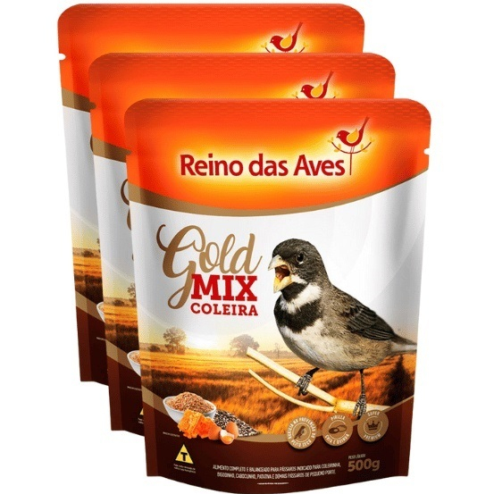 Kit 3un Coleira Gold Mix Premium 500gr - Reino Das Aves