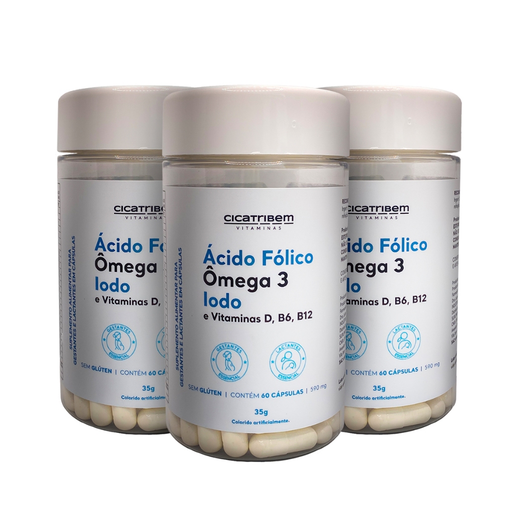 Ácido Fólico, Ômega 3, Iodo e Vitaminas Para Grávida Gestante Lactante ...