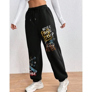 Calça De Moletom Gringa Algodão Never Give Tendência Inverno 2024