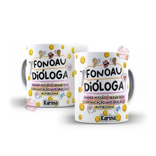 Caneca Cerâmica Personalizada Profissão - Fonoaudióloga Fonoaudiólogo Fonoaudiologia