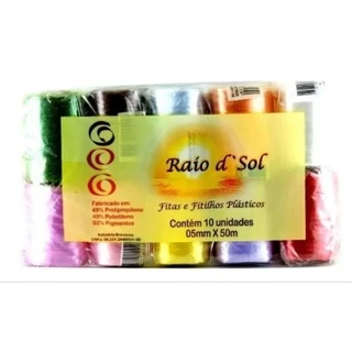 10 fitilho colorido cada rolo 50 mts em Oferta na Shopee
