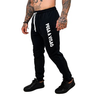 Calça Moletom Masculina Skinny Peluciada Academia Bolsos e Punho Lançamento Promoção Pega a Visão