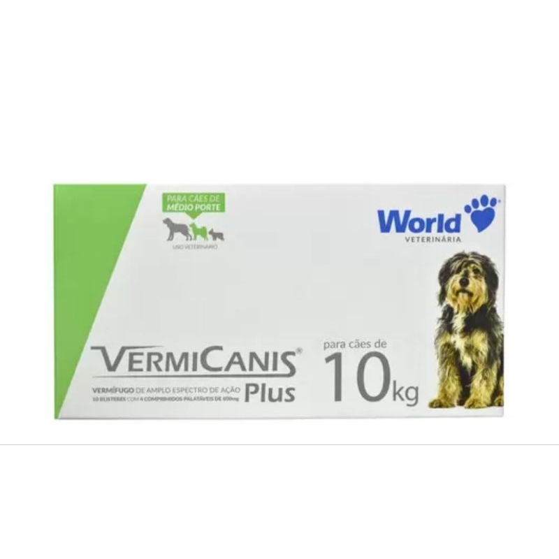 Vermicanis plus para cães 10kg display com 10 blisteres com 4 ...