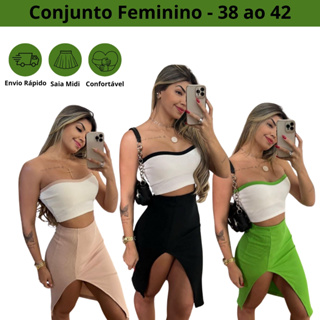 Conjunto Tomara Que Caia Feminino - Tecido Canelado - Tamanhos 38 ao 42
