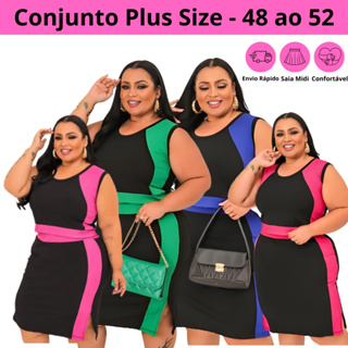 Conjunto Plus Size Feminino - Tecido Canelado - Tamanhos 48 ao 52