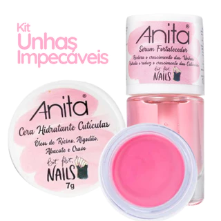 KIT 2 Anita Cera Hidratante de Cutículas + Sérum Fortalecedor para Unhas Impecáveis