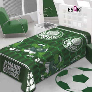Manta Solteiro Time Microfibra Palmeiras Jolitex 2,00 x 1,50