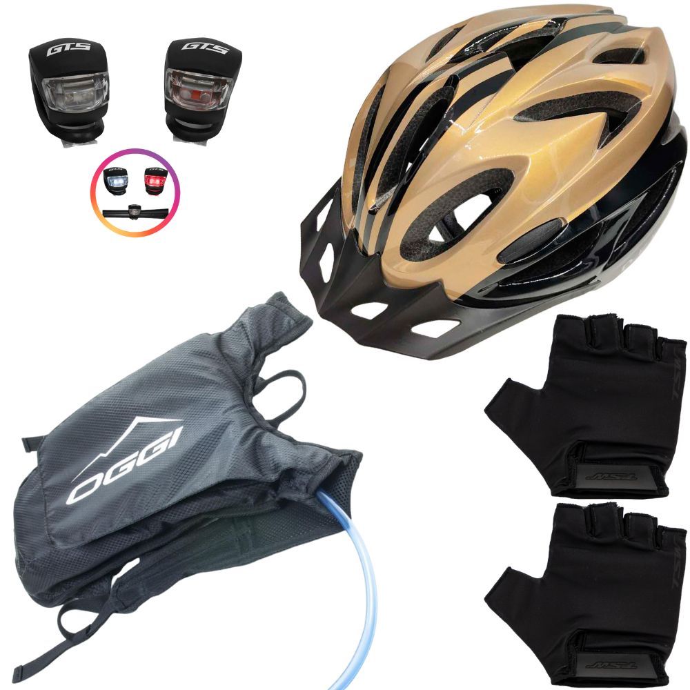 Capacete Bike Ciclismo Mochila De Hidratação Sinalizador Par