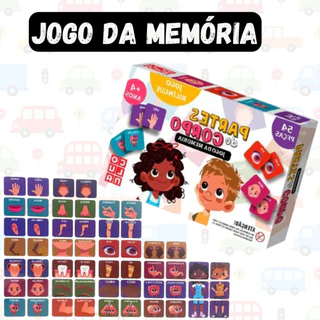 Jogo da Memória Bilingue Conhecendo Partes do Corpo C/ 54 Peças - Coluna