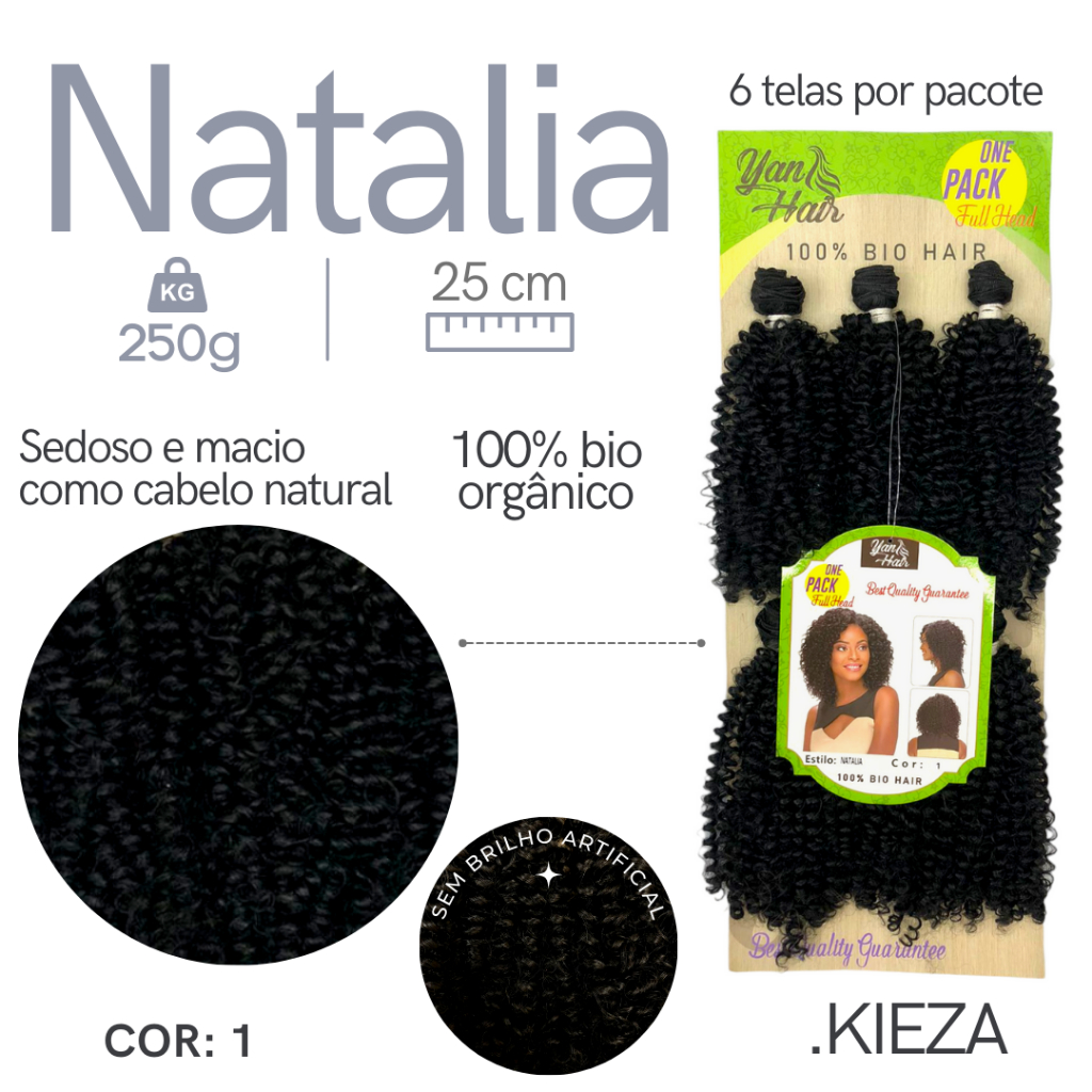 Cabelo Orgânico Cacheado Curto Para Entrelace Natalia Yan Hair 6 Telas ...