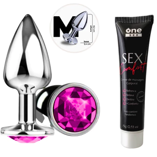 Kit Plug Anal M + Gel Lubrificante Dessensibilizante Anal Sex Comfort One Sex