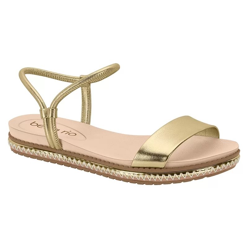 Sandália Feminina Rasteira Dourada Beira Rio Sandália Beira Rio
