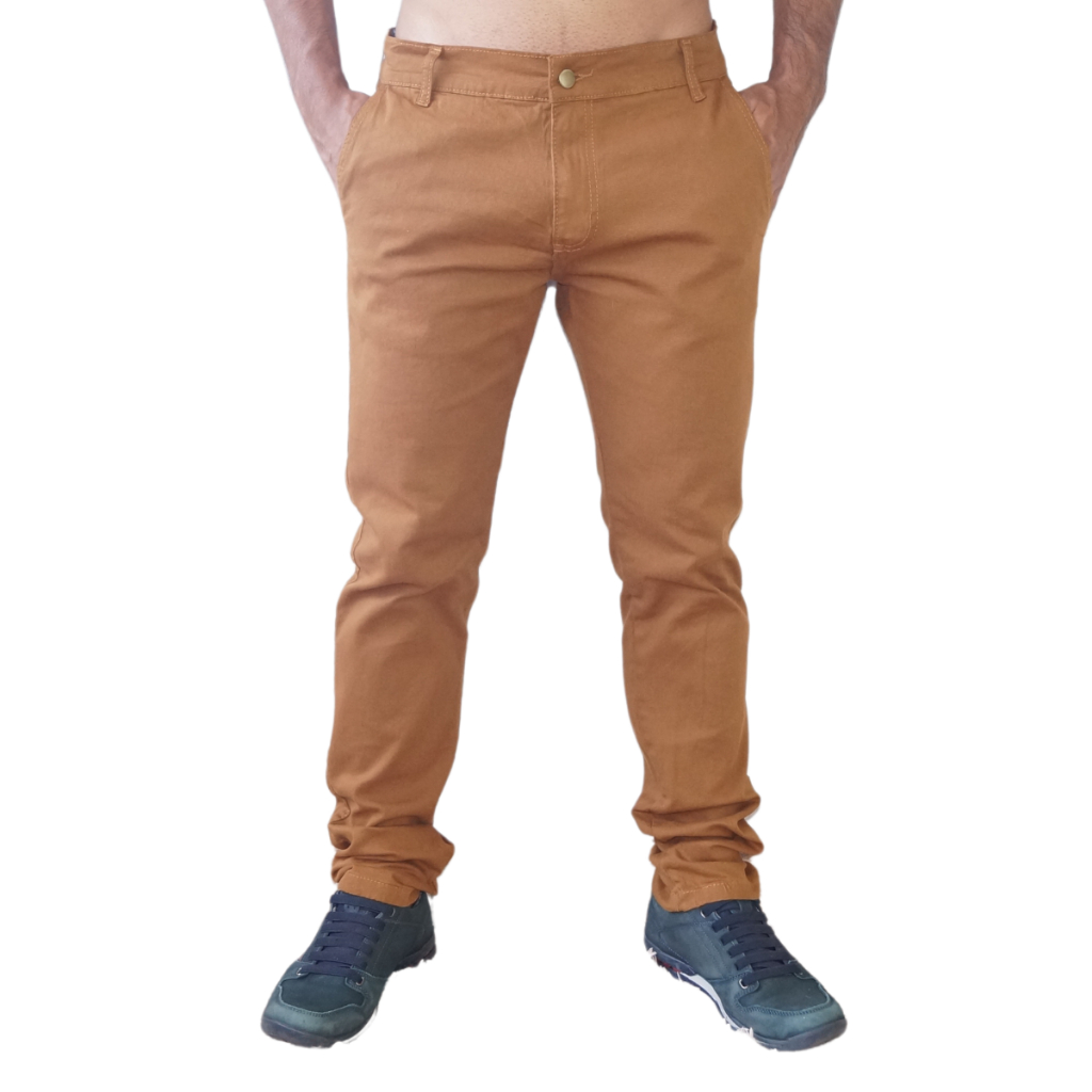 Calça Masculina Bolso Embutido Caramelo Elastano Slim LX