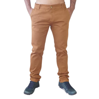 Calça Masculina Bolso Embutido Caramelo Elastano Slim LX
