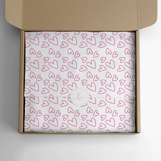 200 Folhas Papel De Seda Premium 30x70cm Estampado Coração