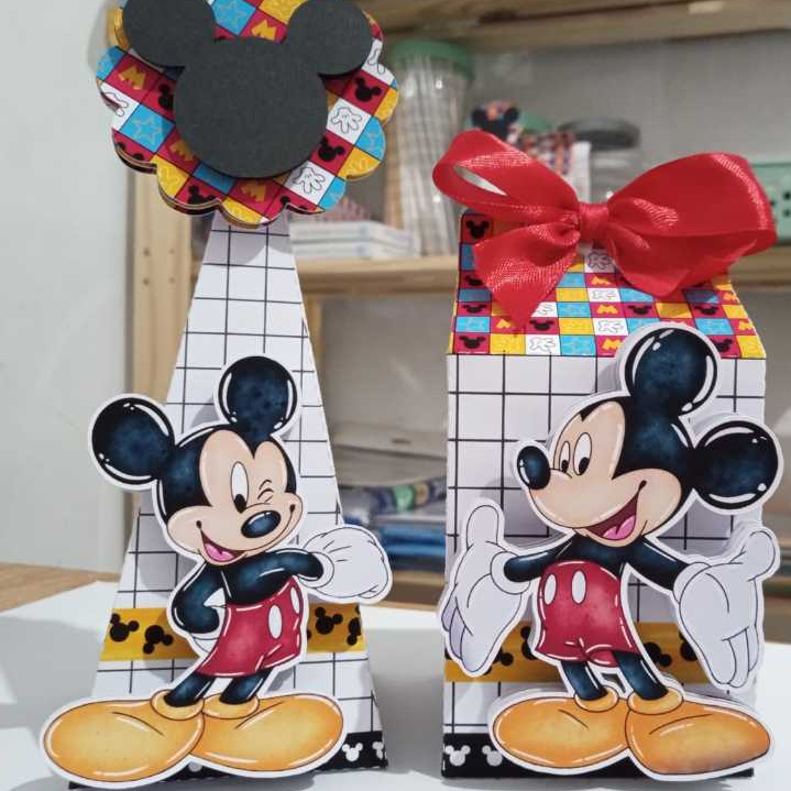 Caixinha 3D Milk e Pirâmide Mickey Mouse 10Un