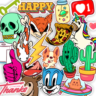 Stickers happy adesivos coloridos legais decorativos
