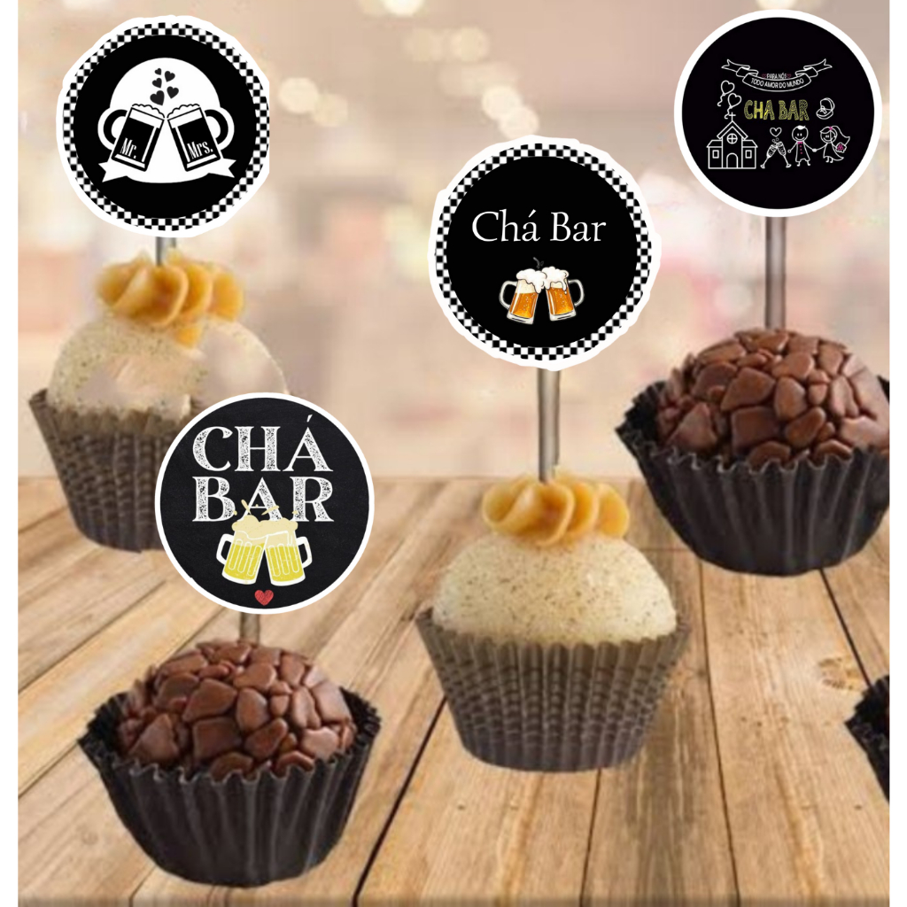 50 Tags Topper Para Docinhos Beijinhos Brigadeiro Festa Chá Bar Boteco ...