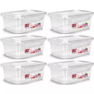 Kit 6 Pote Marmita 750ml Tampa com Trava Fitness Freezer e Microondas