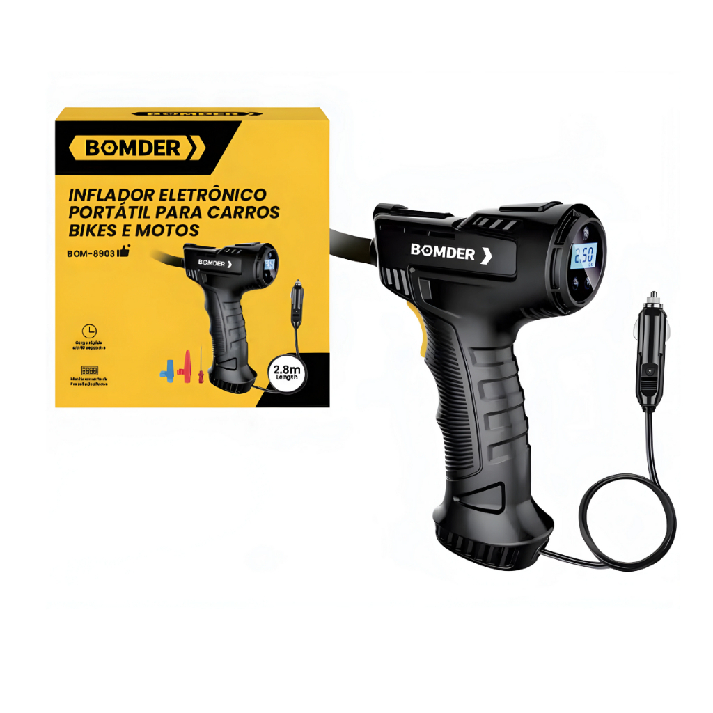 Mini Compressor Portátil Calibrador Inflador Digital Bomba Ar Para Encher Pneu Carro Bike Moto