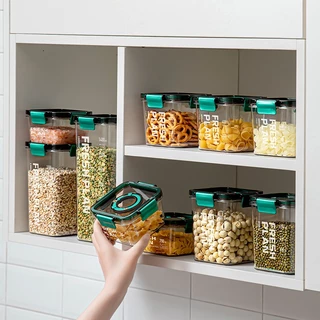 KIT 5 Recipientes de Acrílico Armazenador De Alimentos Organizador de Temperos e Doces Pote de Alta Vedação Tamanhos Variados