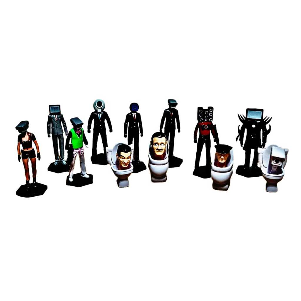 Kit 12 Bonecos Skibidi Toilet Emborrachados Action Figures Colecionavel