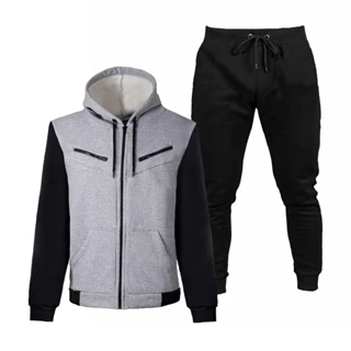Kit Casaco Moletom Zíper Masculino Feminino com Calça Slim Fit