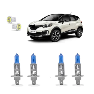 Kit 4 Lampada Super Branca Farol Captur 2017 2018 2019 8500k H1