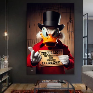 Quadro Decorativo GRANDE Alta Resolução Para Sala Quarto Escritório Tio Patinhas 4K