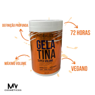 Gelatina Capilar Super Volume Hidralize 1Kg - Cabelos Cacheados - Ondulados - Crespos