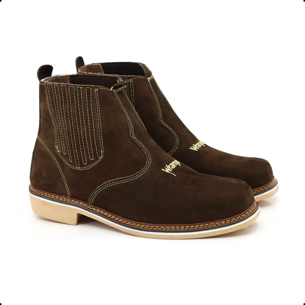 Botina De Couro Masculina Rodeio Wrangler Vira Francesa Butina Cowboy ...
