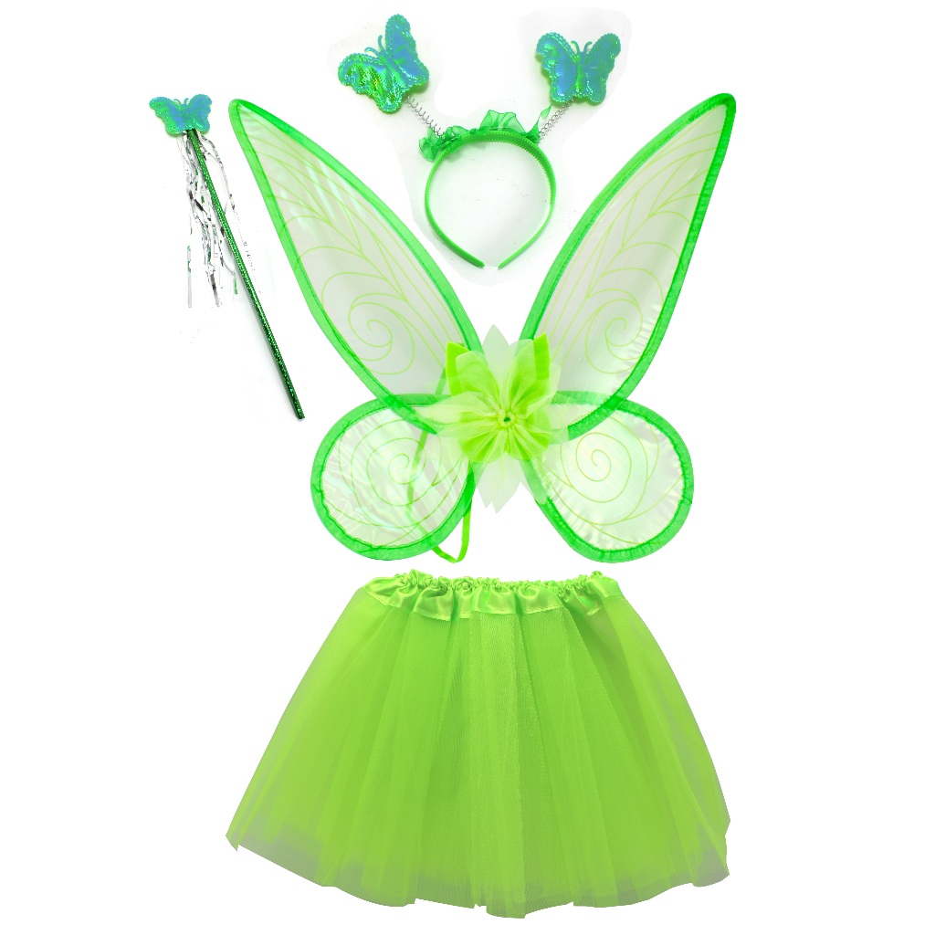 DYAA Fantasia De Halloween Para Meninas Tinker Bell Tinkerbell Verde Fada  Princesa Cosplay Festa De Carnaval 2-10Y