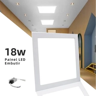 Kit 2/3/5 Luminárias Painel Plafon Led 18W Quadrado Embutir Branco 6500k/ 3000k / 4000k
