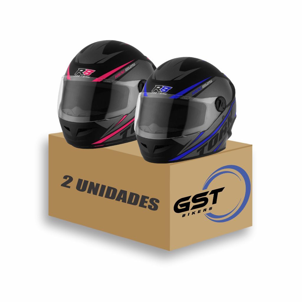 Kit 2 Capacete Masculino Feminino Fechado Pro Tork R8 Integral Viseira cristal Com Narigueira Casal