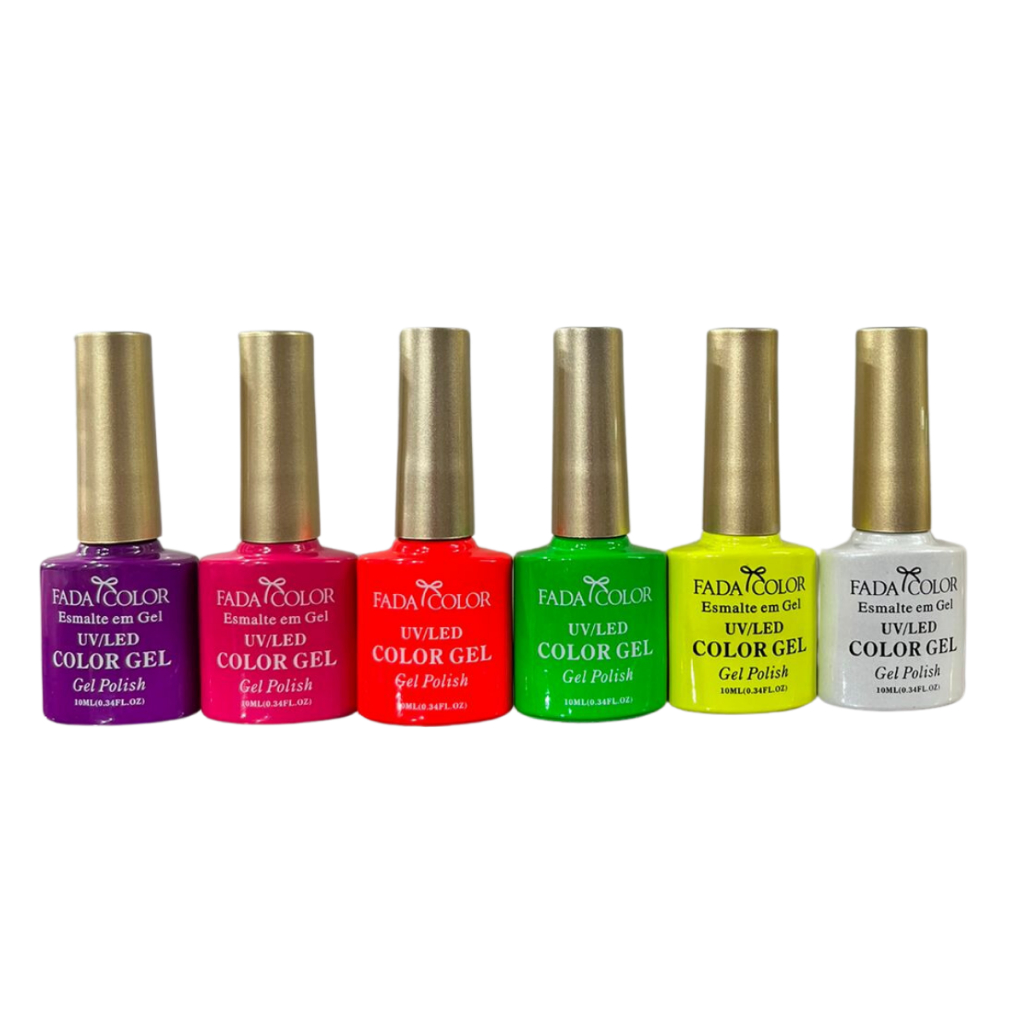 Kit 6 Esmaltes em Gel Cores Neon - Fada Color | Shopee Brasil