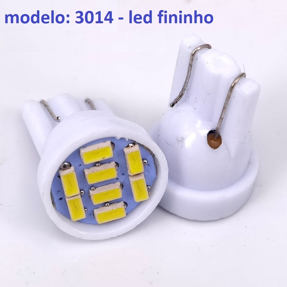15 x Lâmpada T10 8 leds BRANCO 3014 Automotiva carro pingo w5w super ...