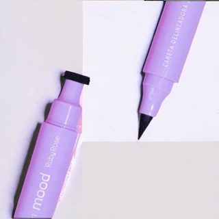 Caneta Delineadora 2x1 Mood Ponta Fina Carimbo Preto Alta Pigmentação Resistente a Água HB519
