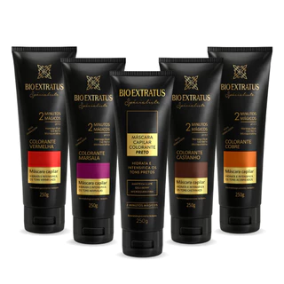 Máscara Condicionante Colorante Preta/Vermelha/Cobre/Castanho/Marsala Bio Extratus - 250g