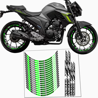 Friso + Adesivo Interno Refletivo Roda Aro Yamaha Fz25 Fz 25 2024 24 Moto Cinza