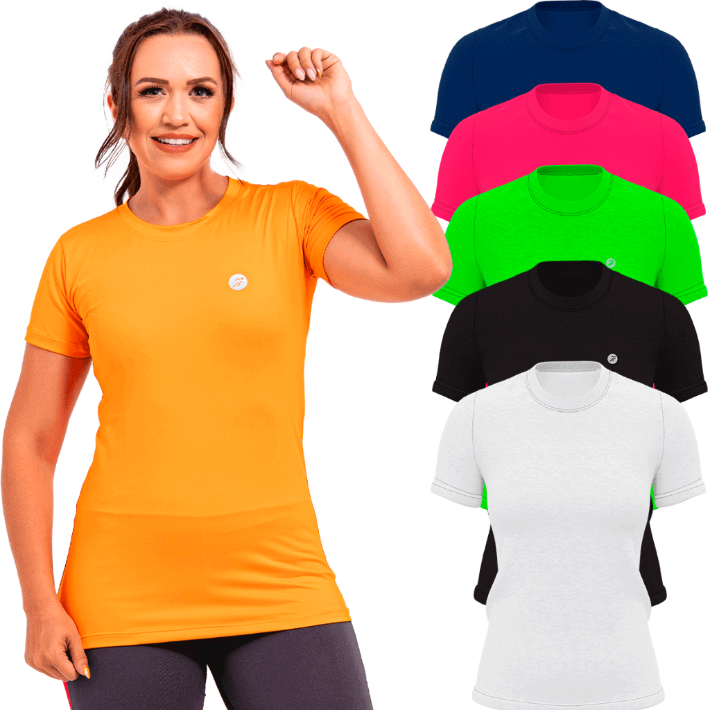 Kit 2 Camisetas Regatas Feminina Longa Tapa Bumbum Uv+ Dry