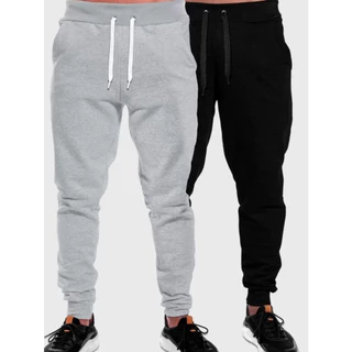 Kit 2 Calça Masculina Moletom Lisa Basica Flanelada Confortavel Academia Caminhada