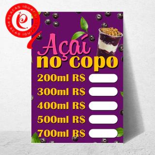 Placa de Açaí | 30x40cm Ref:1 | SEM PERSONALIZAÇÃO | Não mancha / desbota | Sol chuva