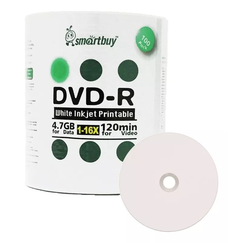 100 Dvd-r Printable Smartbuy 4.7gb 120 Minutos | Shopee Brasil