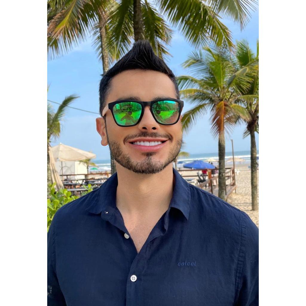 Óculos Masculino de Sol Espelhado Haste Bambu Madeira Polarizado Uv 400 Marca Original Seven