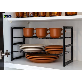 Rack Organizador de Cozinha Grande Prateleira Dupla Ajustável Aço
