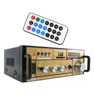Mini Amplificador De Som Bluetooth Karaoke Mp3 Fm 2 Canais Cor Preto E Dourado Potência De Saída Rms 120 W