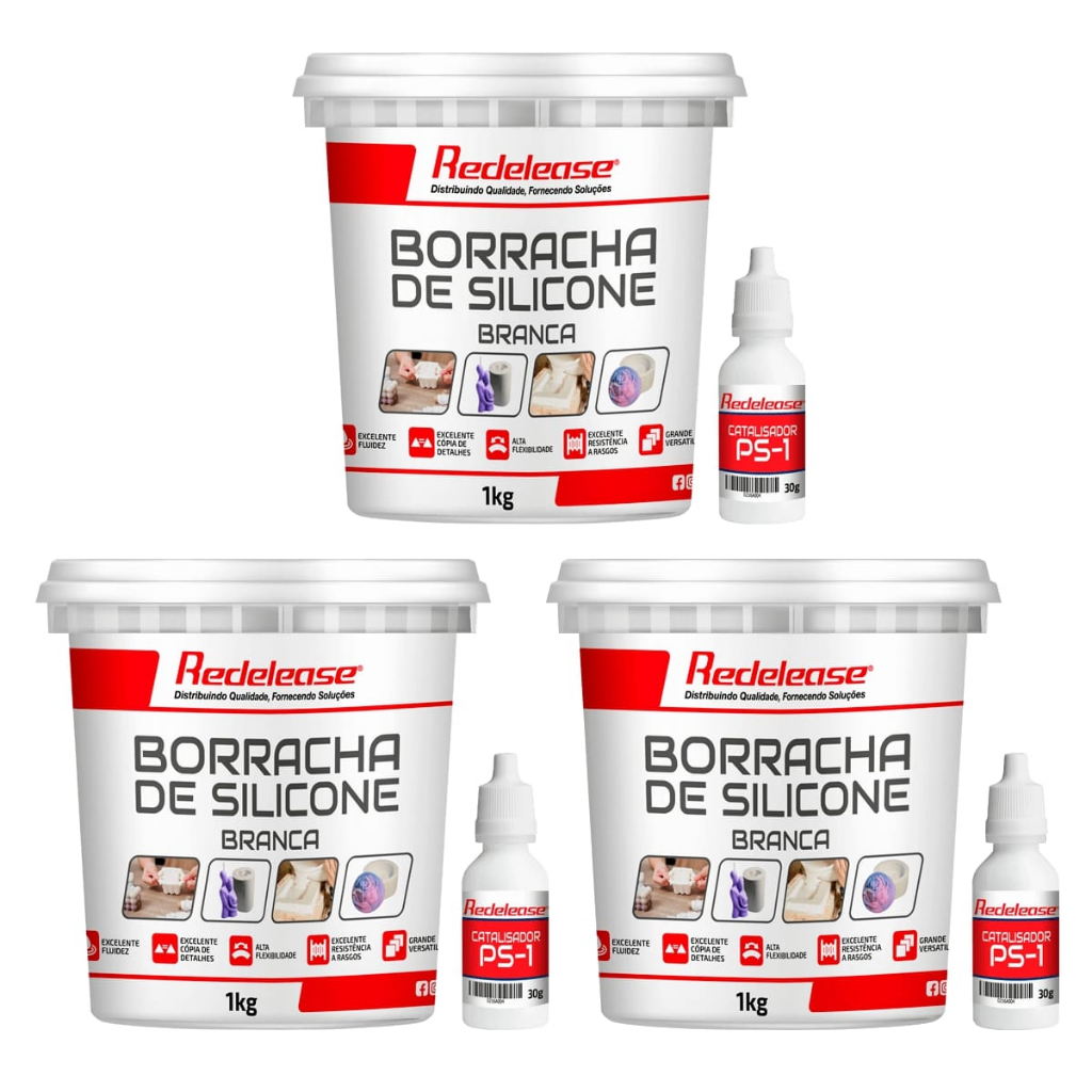 Borracha De Silicone Branca Alta Flexibilidade para Moldes Com Catalisador 3,090 Kg