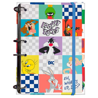 Fichário Colegial Looney Tunes Escolar Argolado Com 144 Folhas Tamanho 18,5 x 25 cm