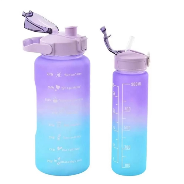 Kit 2 Garrafas Degradê Colorida Motivacional 2 Litros e 300 Ml